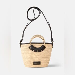 Claudie Pierlot Accessories Small Woven Basket Bag With Ring and crossbody strap